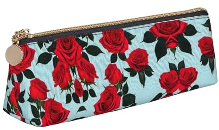 JIUTY Red Rose School Pencil Case,Kids Pen Cases Small Zipper Pouch for Pencils,Pens,Markers,Makeups,Coins