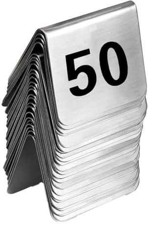 Dytabepl 50 numeri da tavolo in acciaio , per matrimoni, numero 1-50, segnaposto double face, impilabili, per banchetti, ristoranti e bar, decorazione da tavolo