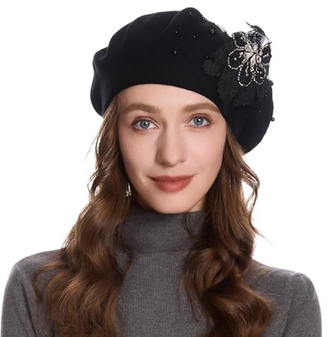 ZLYC Women's French Reversible Cashmere Beret Beret Hat