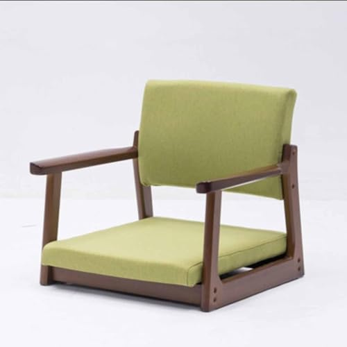 Ergonomisk golvstol med armstöd och ryggstöd, massivt trä benlös design, komfortkudde för hem- och kontorssäten, justerbar avkopplingsstol
