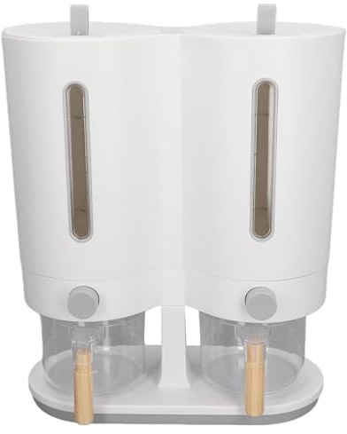 Distributore di riso - Contenitore ermetico a rilascio a pressione da 5 Kg - Distributore da cucina a doppio secchio | Per dispensa cucina cereali cereali farina di soia farina d'avena