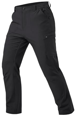 MAGCOMSEN Men's Outdoor Hiking Trousers Water Resistant Work Cargo Pants | Lightweight, Quick Dry, Elastic Waist, Button and Zip Fly Closure, Water-resistant, 5 Zipper Pockets