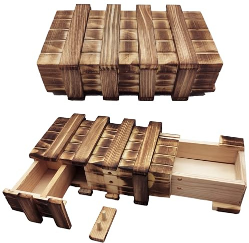 2 scatole magiche per enigmi, in legno, con scomparto segreto, set puzzle, magico, scatola regalo per denaro, regalo di matrimonio, compleanno, piccolo puzzle