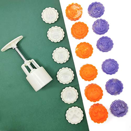 Juego de moldes redondos para tartas con diseño de luna, 50 g, 6 sellos