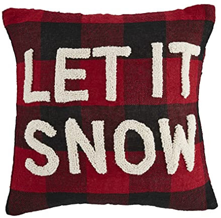 Mud Pie Buffalo Check Kissen Let it Snow
