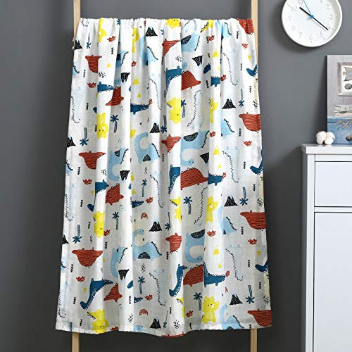 Style-Station Baby Musselin Decke 120x110 cm Pucktuch Spucktuch Mulltücher Baumwolle Swaddle Windel Geschenk-e Geburt Einschlagdecke-n Jungs Mädchen Junge Stilltuch Puckdecke-n Dino Rot
