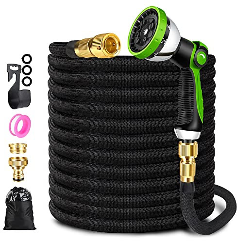 ZARSYN flexibler Gartenschlauch, ausdehnbarer Wasserschlauch mit 10 Sprühmuster-Düsen und massiven Messinganschlüssen, Gewebe 3750D, Strapazierfähiger Gartenschlauch mit 4-lagigem Latexkern-23m/75ft