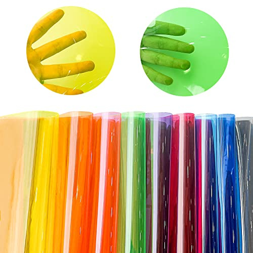 XHT 9 unidades de 20 x 30 cm de PVC de colores puros, transparente, piel sintética, tela de PVC, impermeable, lámina de espejo para coser telas, decoración de fiestas y otros proyectos de bricolaje.