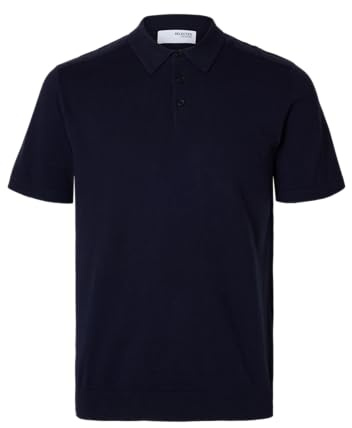 SELETED HOMME Mens Slhberg Knit Noos Polo Shirt, Navy Blazer/Detail: Melange, L UK