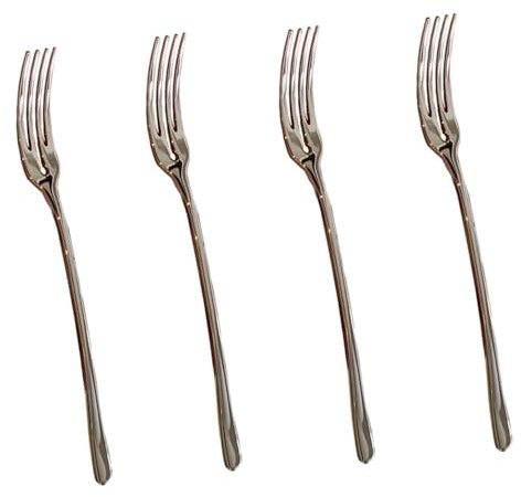 Chenshuo Stainless Steel Fruit Forks, Silver Appetizer Cake Dessert Forks Set, Appetizers Tasting Salad Pastry Forks for Home Party Kitchen, 6.1 Inches, 4 Pcs