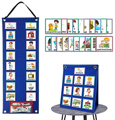 Visuellt schema för barn, visuellt schema med 70 stycken rutinkort, schema och visuellt diagram för inlärningskalender, barn visuell tidsplan för hem, skola