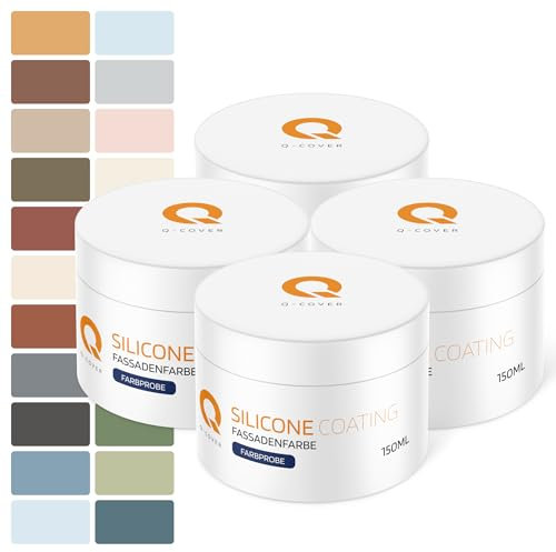 Q-COVER Tester 3 Stück Silikonharz Fassadenfarbe Flüssige Farbproben Aussenfarbe Wandfarbe Hausfarbe 150ml Probe