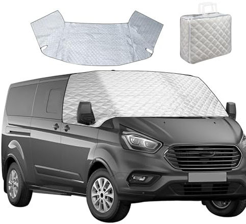 YWNYT Copriparabrezza anteriore per Ford Transit Custom 2 strati in cotone con magnete inferiore per protezione da neve, gelo e ghiaccio