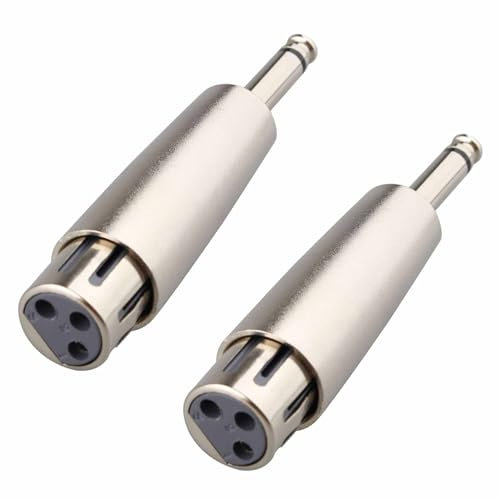2PCS XLR to Female 6.35mm Jack Lead Plug Mono Cable Coupler Adapter 1/4Inch Male TRS Adapter Plug Gender Changer - XLR-F to 3 Pin Female Stereo Audio Microphone Converter Connector