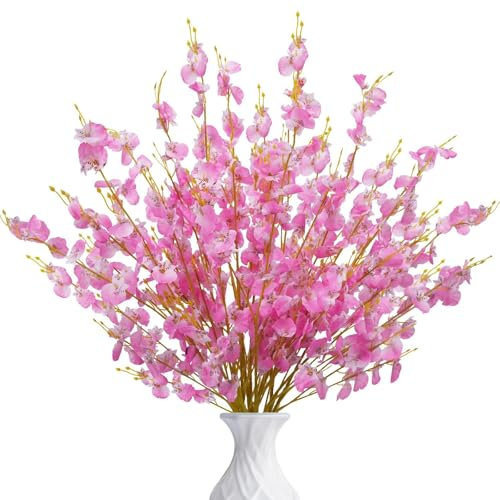 HUAESIN 12 Pièces Fleurs artificielles Rose Orchidée artificielles Blanches de 95cm Artificielle Orchidée Bouquet de Fleur en Soie Fausse Fleur pour Vase Maison Table Jardin Arrangement de Fleur
