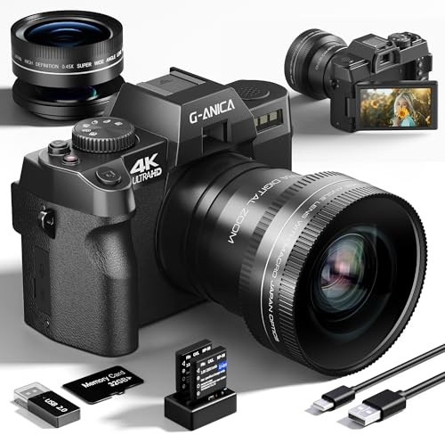 4K Digital Cameras for Photography，48MP/60FPS Video Camera for Vlogging, WiFi & App Control Vlogging Camera for YouTube, Small Camera with 32GB TF Card.Wide-Angle & Macro Lens