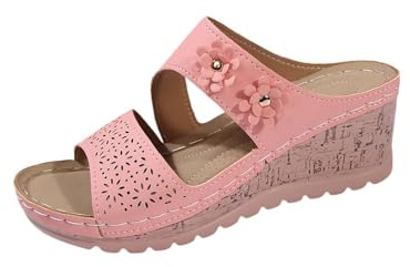 YIzdegg Sandales à plateforme épaisse pour femme - Mules compensées - Pantoufles à bout ouvert - Antidérapantes - Légères et respirantes - Chaussures d'été pour les vacances à la plage, Rose, 36