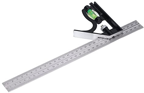 TOPINCN Règle à Angle Droit avec Aiguille à Gratter pour Charpentier Professionnel, Outil de Mesure en Acier Inoxydable pour le Travail du Bois, Règle Combinée de 11,81 pour les Travaux de Toit,