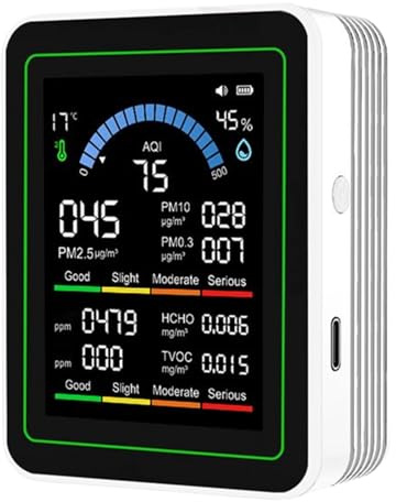 Indoor Air Quality Monitor – Portable Sensor Testing Device, Smart Pollution Detector, Digital Environment Analyzer | Home Bedroom Office Room Placement, Real-Time Reading Display, Compact Safety