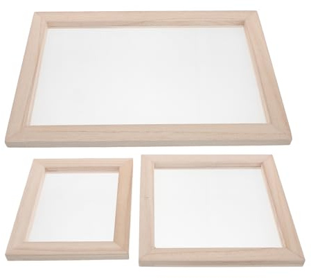 COHEALI Marco para Hacer Papel Artesanal 3 Piezas Madera con Malla de Diferentes Tamaños (grande, Mediano, Pequeño) para Manualidades, Diy, Proyectos Escolares y Flores Secas