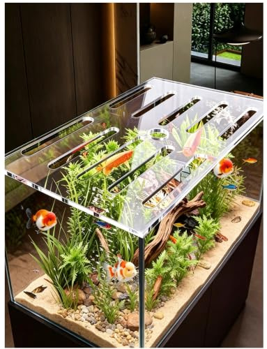 Acrylic Aquarium Lid with Feeding Door, Jump Guard Cover for Fish Tanks(40x25CM/15.7x9.8in)