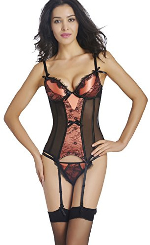 Zooma Donne Bustino Corsetto Sexy Cintura Cincher Vita con Reggicalze Biancheria Intima
