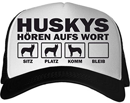 siviwonder Cap MESH - Husky Schlittenhund Siberian USA Sibirien Sled - HÖREN aufs Wort - Baumwoll Trucker schwarz