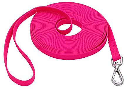 Waterproof Dog Training Leash 50FT 30FT 15FT 10FT 5FT Heavy Duty Recall Long Lead for Large Medium Small Dogs (30FT, Pink)