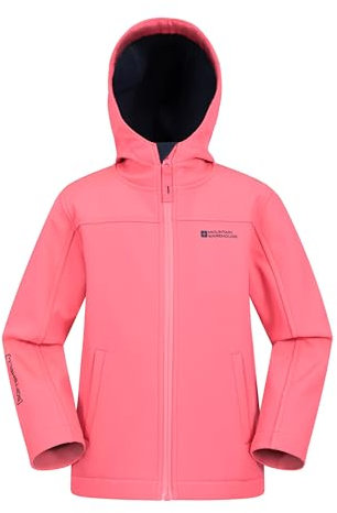 Mountain Warehouse Exodus Wasserdichte Windjacke für Kinder - Leichte, Atmungsaktive Softshell-Regenjacke, Kaugummi 104 DE (3-4 Jahre)