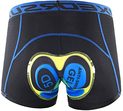Cykelbyxor herr cykelbyxor med 5D gel sittdyna, snabbtorkande elastiska korta cykelbyxor herr cykelshorts cykelshorts män cykel underbyxor ventilerande vadderade cykelbyxor, blå, XL