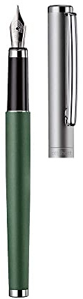 Otto Hutt design 01 Füllfederhalter 068-11595 – Füller mit hochwertiger Beschichtung und glänzender Oberfläche in der Farbe Grün – Federstärke B