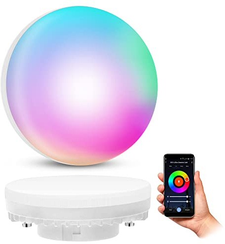SSC-LUXon Smart Home WiFi LED Lampe GX53 kompatibel mit Alexa, Siri & Google - dimmbar mit App- & Sprachsteuerung RGB & Weißtöne