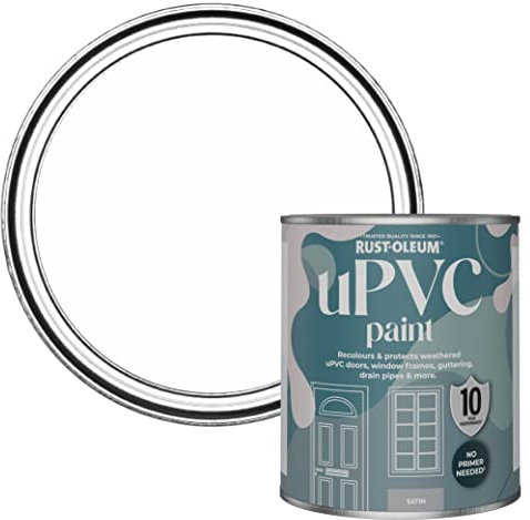 Rust-Oleum Peinture Blanche pour Portes & Fenêtres en PVC, Finition Satinée - Craie Blanche 750ml