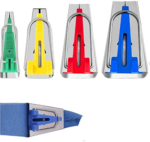 Bavooty Schrägbandmacher,Schrägbandformer Set,4 Stücke Stoff Schrägband Maker Werkzeug,Schrägband Werkzeug Set,Tape Maker Set,Tape Maker Set für DIY Patchwork Kit,4 Größen (6 mm,12 mm, 18 mm, 25 mm)
