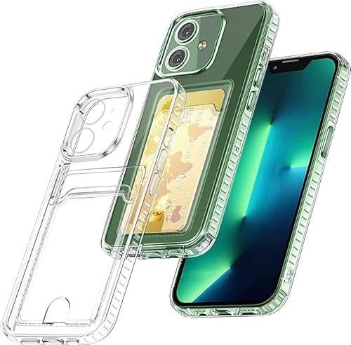 Xerial pour iPhone 12 Coque avec Porte-Carte, Transparent Silicone TPU étui de téléphone, Ultra Mince, Souple, Antichoc Housse de Protection,Bumper Cover