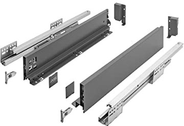 MS Beschläge Schubladensystem Schubkastensystem Soft Close Funktion Küchenschublade 40 kg Traglast Schubladen-Set Anthrazit Schubladenauszug Vollauszug (Länge: 600mm, Höhe: 86mm)