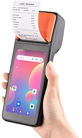 Sunydog Impresora de recibos POS, terminal PDA 3G de mano para Android 8.1 1D 2D escáner de código de barras, compatible con 3G BT WCDMA, con pantalla táctil de 5.0 pulgadas, impresión térmica de