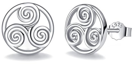 Lydreewam Keltische Knoten Ohrringe für Damen 925 Sterling Silber Keltische Triskele Ohrstecker für Muttertag Geburtstag, Durchmesser 12mm