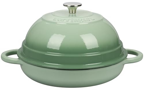 VORRINGARD Cast Iron Enameled Dutch Oven Pot with Lid for Bread Baking, Bread Oven, 6 Quart, Green