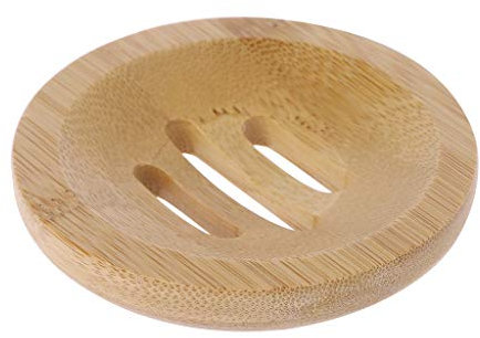 Jabonera redonda de madera natural para el baño