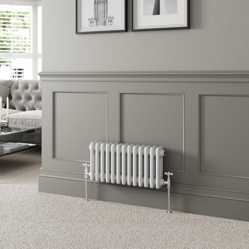 DuraTherm® 300 x 605mm White Traditional Horizontal Designer Radiator Triple Column Colosseum Cast Iron Style Central Heating Panel Radiators Rad