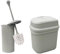 JVL Droplette Toilet Brush and Rectangular Lidded Bin-Ice Grey, Polypropylene, One Size