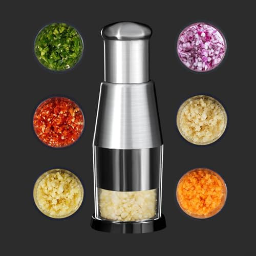 Manual Pressed Chopper Garlic Press Crusher, Garlic Chopper Garlic Peeler Kitchen Food Mincer Gadget For Ginger Chili Black Pepper Onion Salad