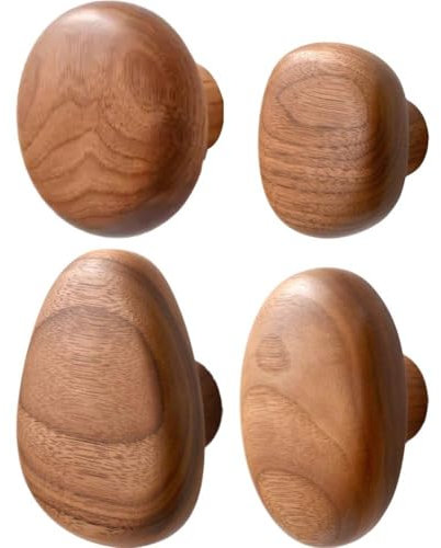 Crochets Muraux en Bois, 4 Pièces Patères en Bois, Crochets De Porte-Manteau Décoratifs Muraux, Cintre Mural en Bois Fait À Main pour Suspendre