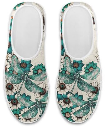 chaqlin Dragonfly Fashion Sneaker Loafers Low-Cut Breathable Mesh Casual Ballet Flat Nurse Walking Sneakers Comfy Work Non Slip Wide Soft Toe Barefoot Clipper