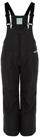 KADVA Pantaloni da Sci per Bambini SKIRO Pants JR in Nero, Taglia 110 cm, Impermeabile e Antivento, con Tasche Aperte e Bretelle, Dotati di Elementi Riflettenti e Logo