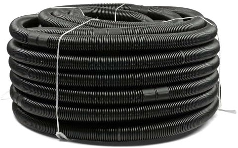 POOL Total 6 m Schwimmbadschlauch mit Ø 32mm in schwarz - Flexibler trittfester Kunststoff - UV-stabil und temperaturbeständig - Integrierte Muffen - Made in Germany