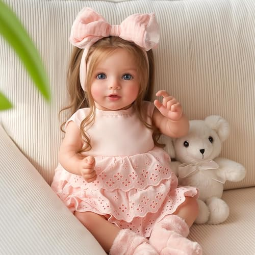 BABESIDE Bambole Reborn Femmina - 20 Pollici Bambole Reborn Realistiche con Capelli Lunghi, Corpo in Tessuto Morbido, Vestiti e Accessori per Bambini dai 3 Anni in su
