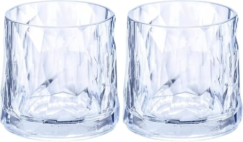 koziol Superglas Club nr. 2, 2 stycken, 250 ml, whiskyglas av kristallklar plast, lyxig, okrossbar, återanvändbar, fest, camping, set om 2 (akvamarin)
