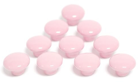 Auped Juego de 10 pomos de cerámica para muebles (redondos, rosa claro), diseño vintage, para habitación de los niños, cocina y aparadores, incluye material de montaje